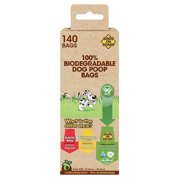 Bags On Board 100% Biodegradable Dog Poop Bags (140 Bags)