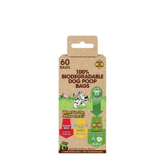 Bags On Board 100% Biodegradable Dog Poop Bags (60 Bags)