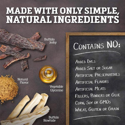 Buffalo Range Natural, Grain Free Jerky Kabob Rawhide Chews for Dogs