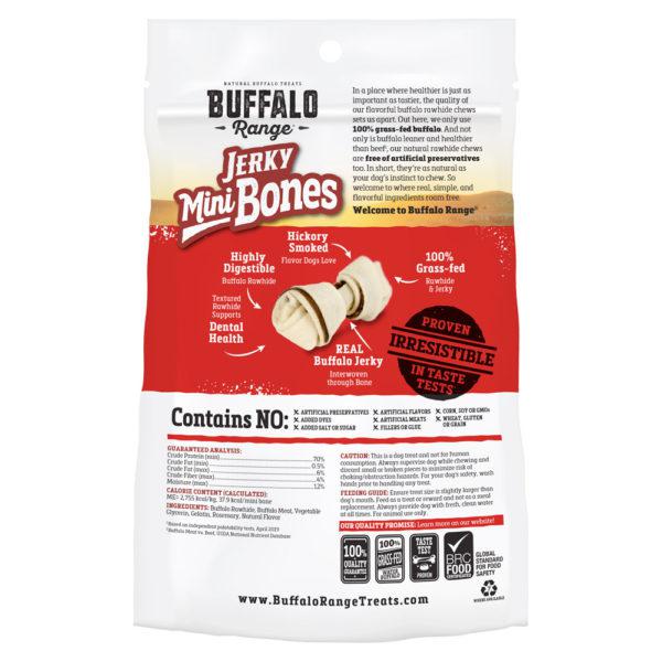 Buffalo Range Natural, Grain Free Jerky Mini Bone Rawhide Chews for Dogs
