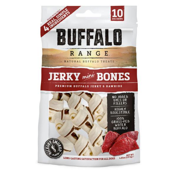 Buffalo Range Natural, Grain Free Jerky Mini Bone Rawhide Chews for Dogs