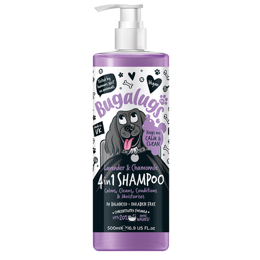 Bugalugs 4 in 1 Lavender & Chamomile Dog Shampoo 500ml (16.9 Fl Oz)