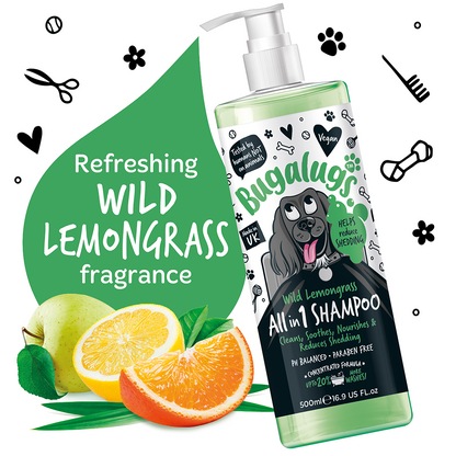 Bugalugs All in 1 Wild Lemongrass Dog Shampoo 500ml (16.9oz)