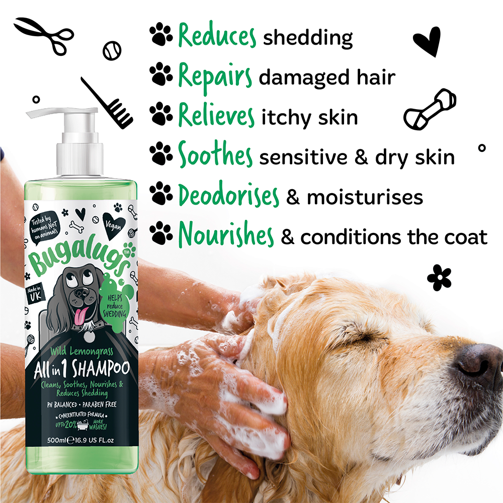 Bugalugs All in 1 Wild Lemongrass Dog Shampoo 500ml (16.9oz)