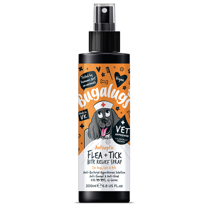 Bugalugs Antiseptic Flea & Tick Bite Relief Spray 200ml (6.8 Fl Oz)