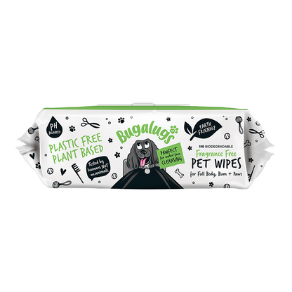 Bugalugs Fragrance Free Biodegradable Pet Wipes Pack of 110