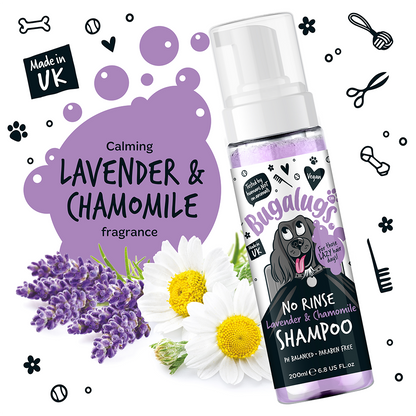 Bugalugs Lavender & Chamomile No Rinse Dog Shampoo 200ml (6.8oz)