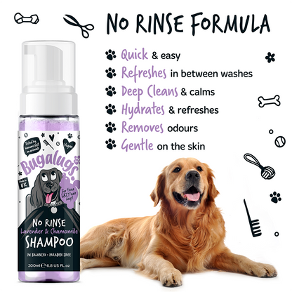 Bugalugs Lavender & Chamomile No Rinse Dog Shampoo 200ml (6.8oz)