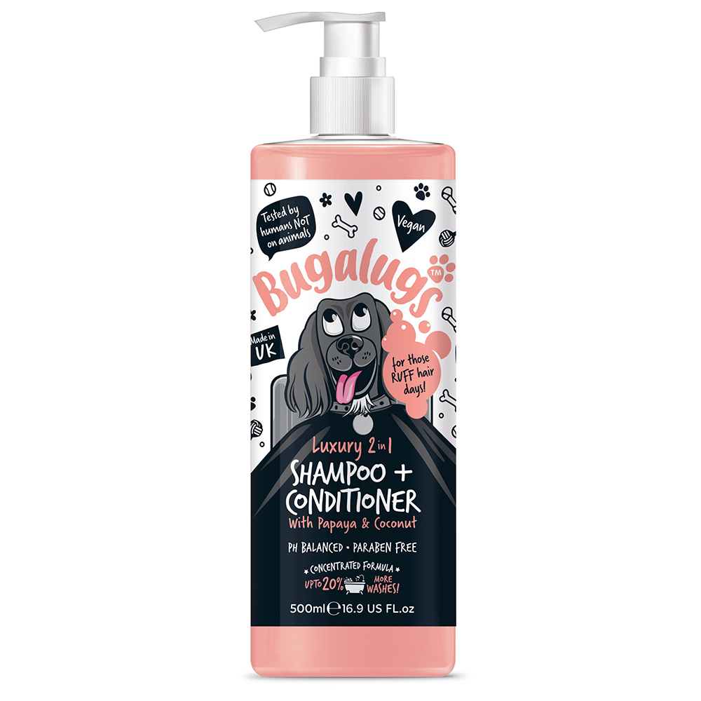 Bugalugs Luxury 2 in 1 Papaya & Coconut Dog Shampoo & Conditioner 500ml (16.9 Fl Oz)