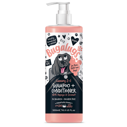 Bugalugs Luxury 2 in 1 Papaya & Coconut Dog Shampoo & Conditioner 500ml (16.9 Fl Oz)