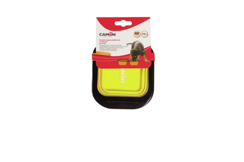 Camon Folding, Square and Silicone Double Bowl - Small (2x350ml)