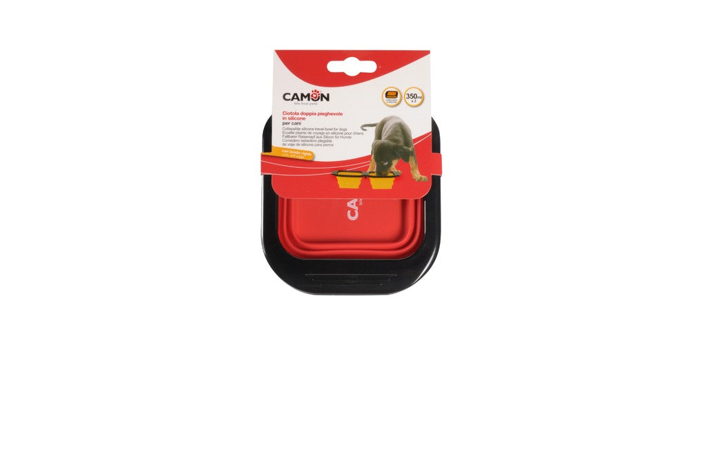 Camon Folding, Square and Silicone Double Bowl - Small (2x350ml)