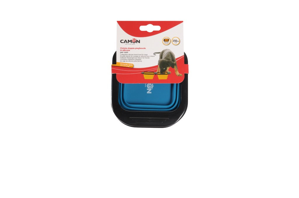 Camon Folding, Square and Silicone Double Bowl - Small (2x350ml)