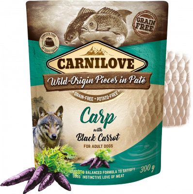 Carnilove Carp with Black Carrot for Adult Dogs Wet Food, Pouch 300g