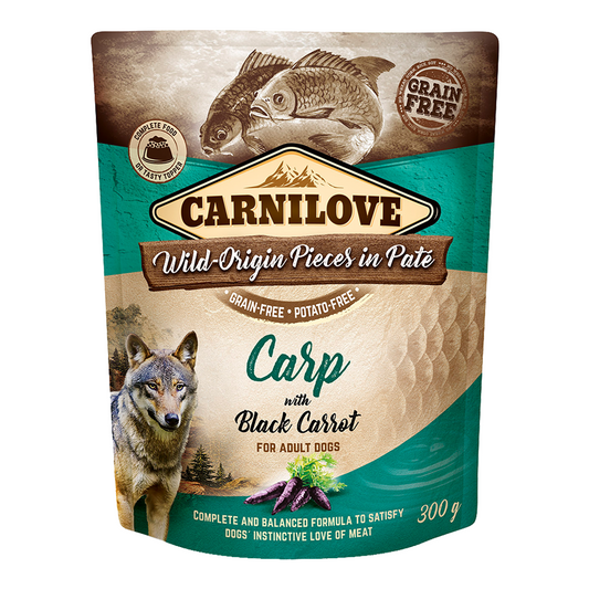 Carnilove Carp with Black Carrot for Adult Dogs Wet Food, Pouch 300g
