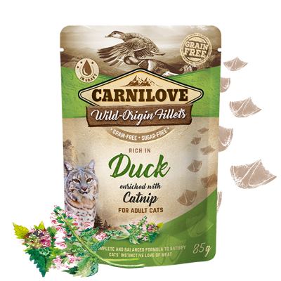 Carnilove Duck enriched with Catnip for Adult Cats Wet Food, Pouch 85g