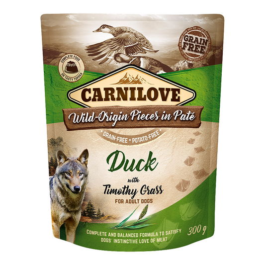 Carnilove Duck with Timothy Grass for Adult Dogs Wet Food, Pouch 300g