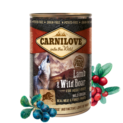 Carnilove Lamb & Wild Boar for Adult Dogs Wet Food, Can 400g