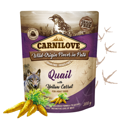 Carnilove Quail with Yellow Carrot for Adult Dogs Wet Food, Pouch 300g