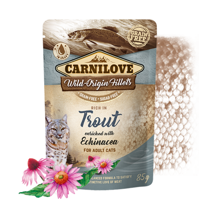 Carnilove Trout enriched with Echinacea for Adult Cats Wet Food, Pouch 85g