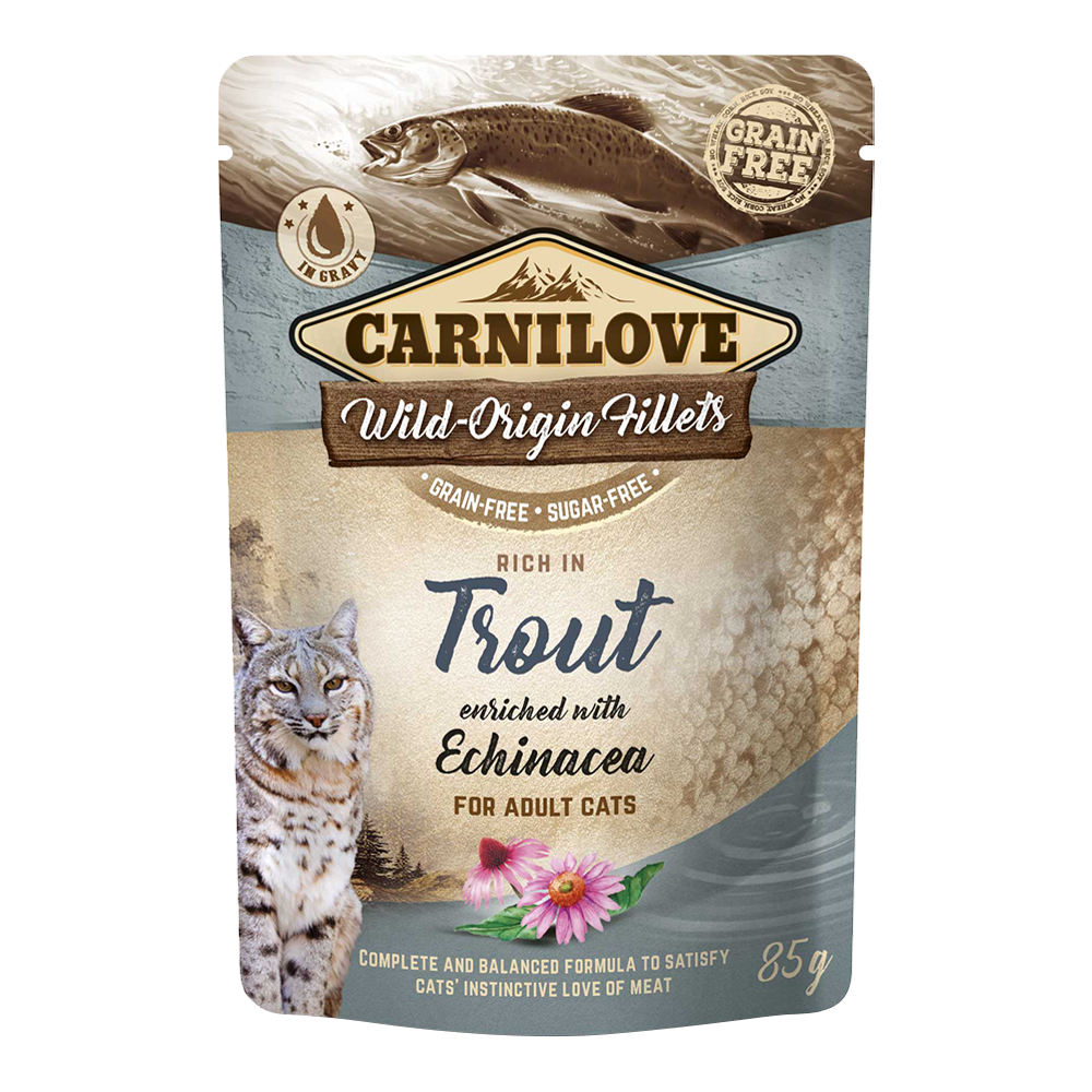 Carnilove Trout enriched with Echinacea for Adult Cats Wet Food, Pouch 85g