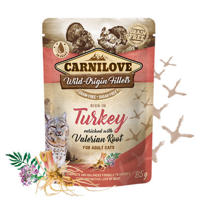 Carnilove Turkey enriched with Valerian Root for Adult Cats Wet Food, Pouch 85g