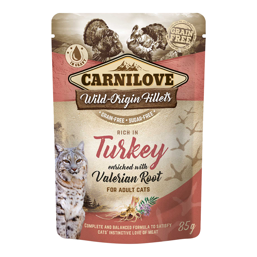 Carnilove Turkey enriched with Valerian Root for Adult Cats Wet Food, Pouch 85g