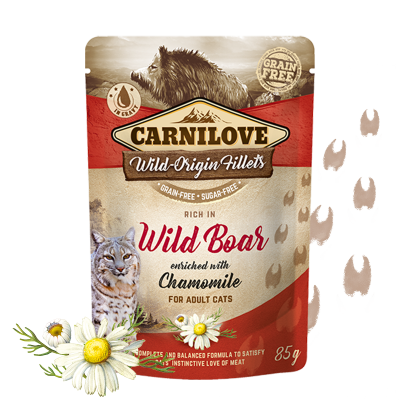 Carnilove Wild Boar enriched with Chamomile for Adult Cats Wet Food, Pouch 85g