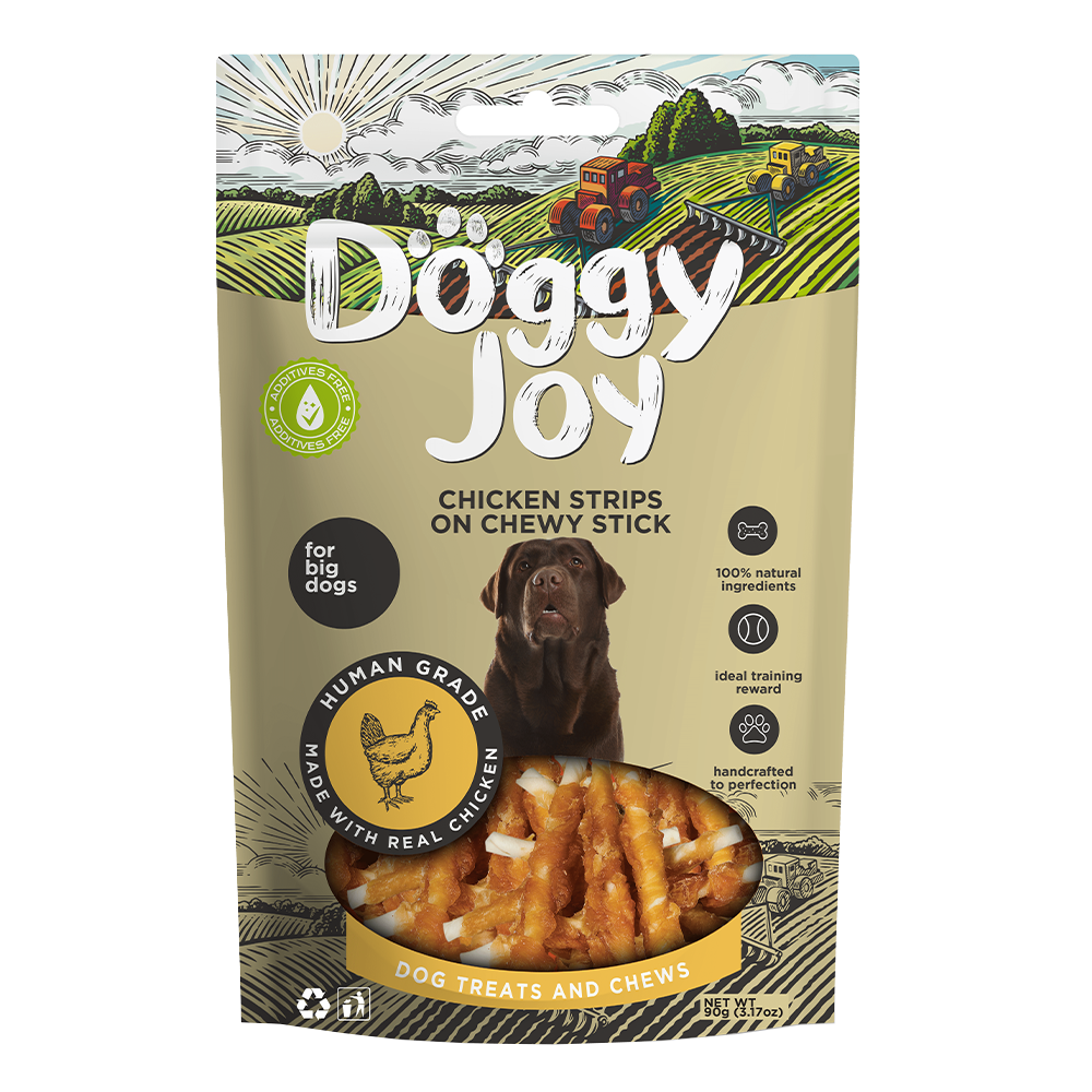 Doggy Joy Chicken Strips on Chewy Stick Dog Treats 90g