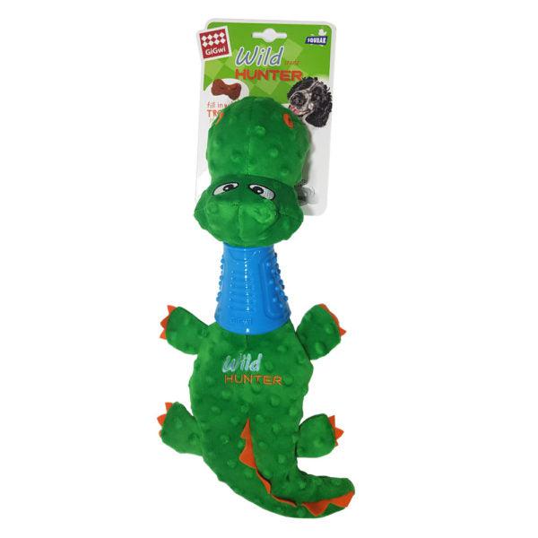 Crocodile Plush Dog toy with TPR Neck
