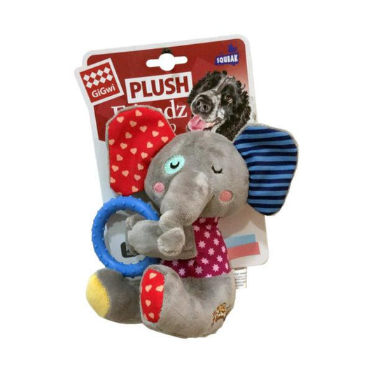 Elephant Plush Friendz with Squeaker & TPR Ring