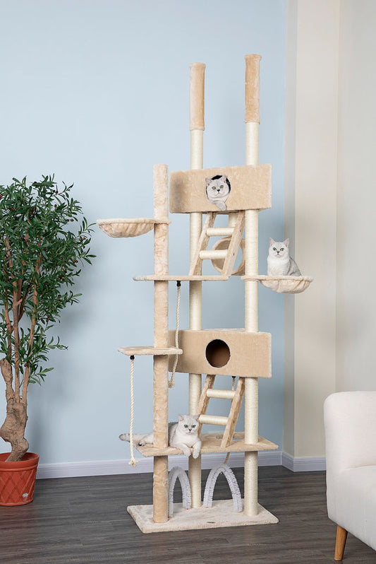 106″ Cat Tree Condo Furniture (FC03) 48″Wx18″Lx92″-106″H