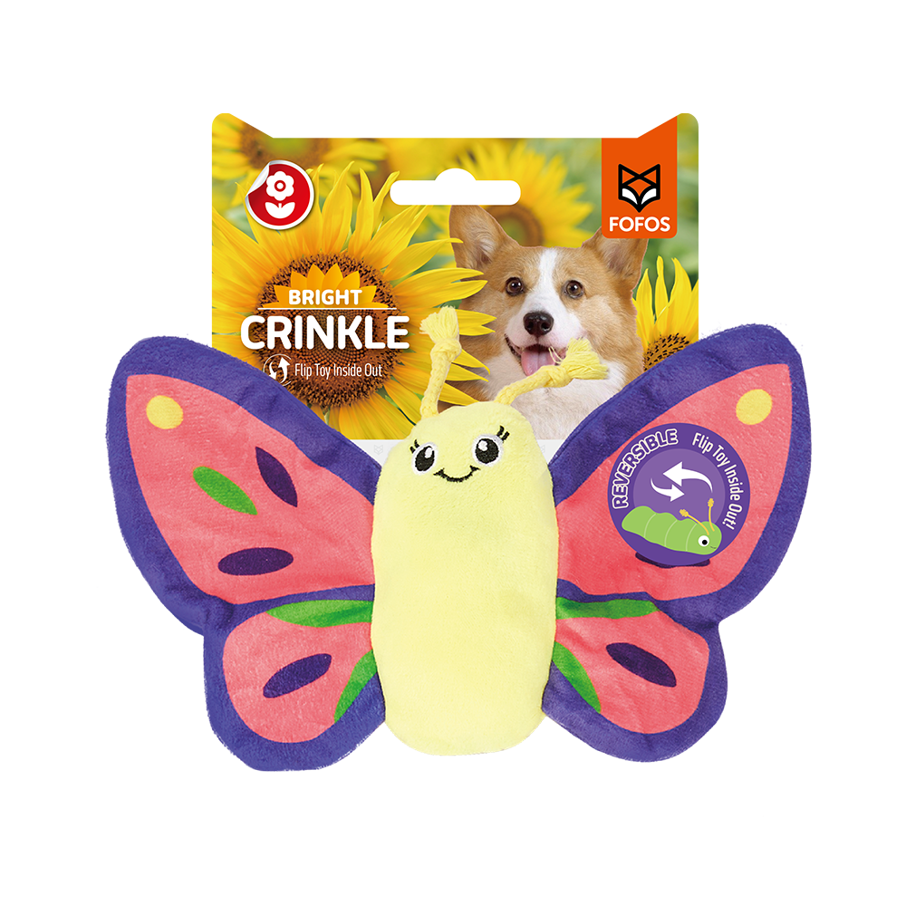 Fofos Butterfly Reversible Crinkle Dog Toy