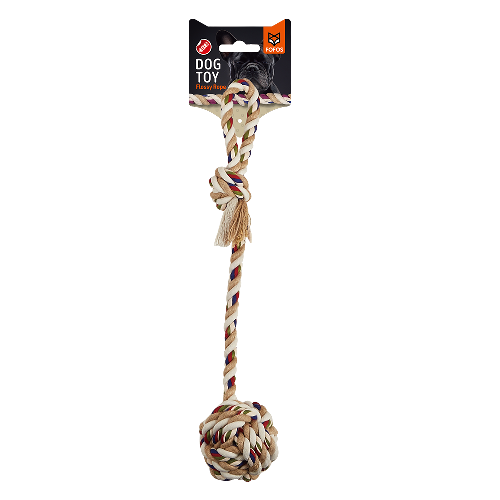 Fofos Flossy Rope with Ball Dog Toy