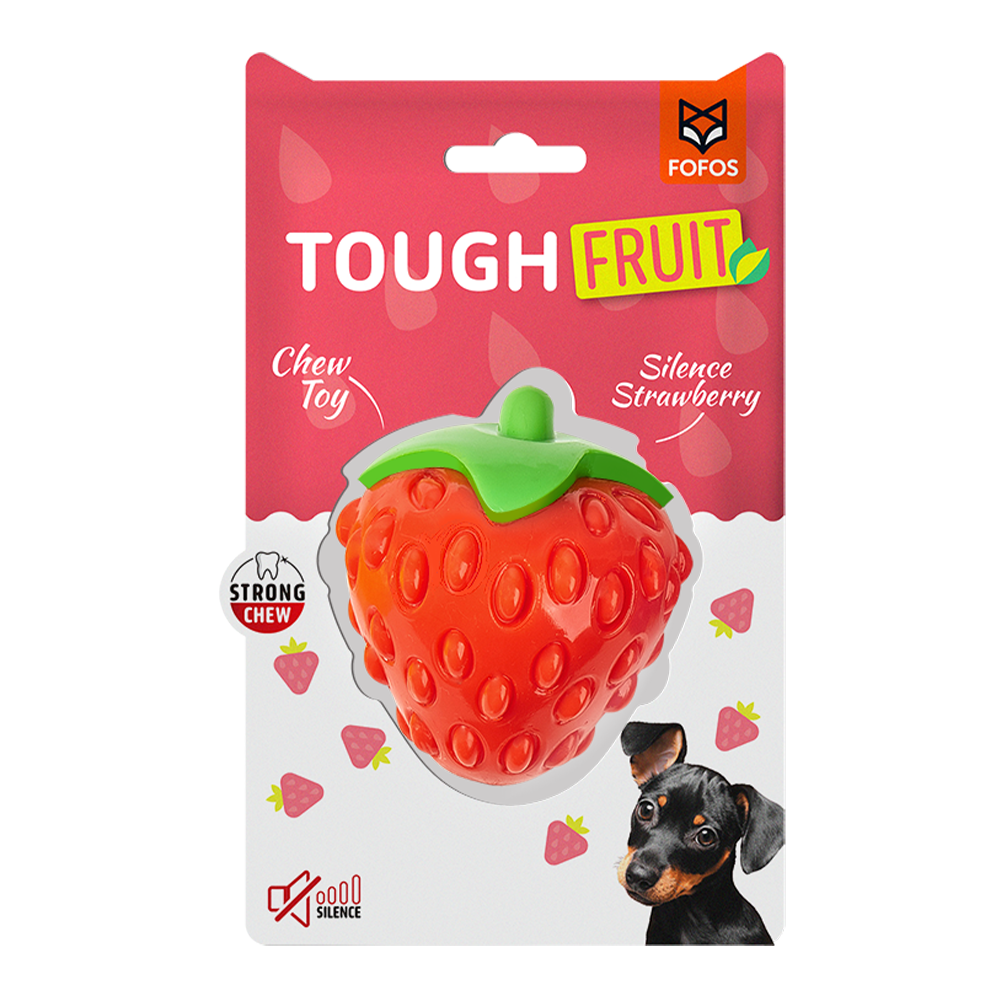 Fofos Tough Fruit Silence Strawberry Dog Toy