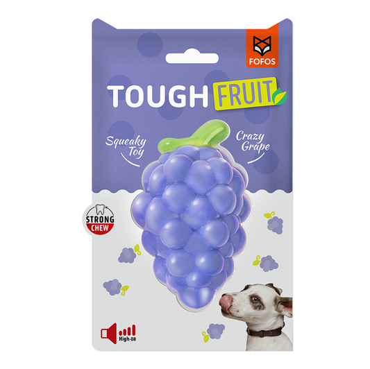 Fofos Tough Fruit Squeaky Crazy Grape Dog Toy