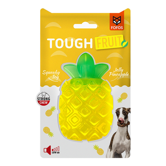 Fofos Tough Fruit Squeaky Jelly Pineapple Dog Toy