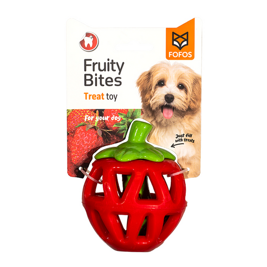 Fofos Fruity Bites Strawberry Treat Dispensing Dog Toy