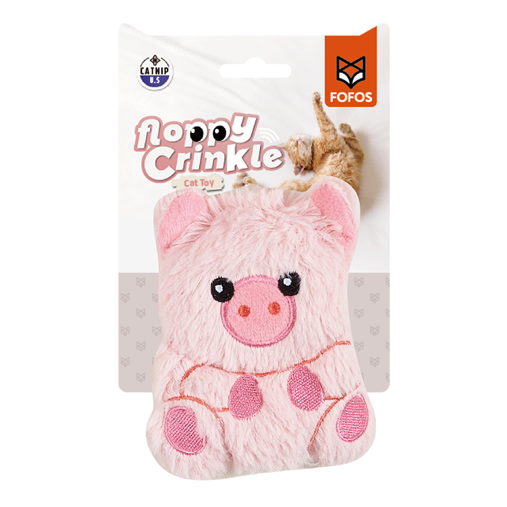 Fofos Pig Floppy Crinkle Cat Toy