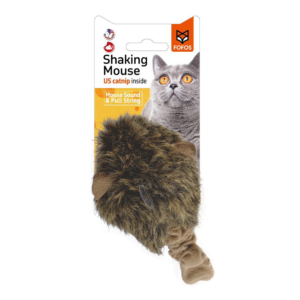 Fofos Pull String & Sound Chip Shaking Mouse Cat Toy