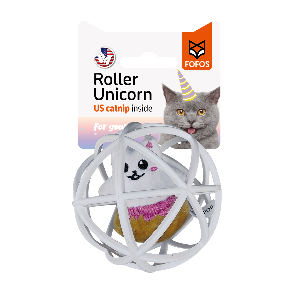 Fofos Roller White Cat with Catnip Cat Toy