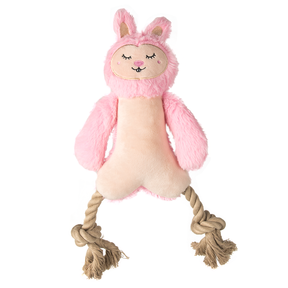 Fofos Rope Leg Plush Rabbit Dog Toy