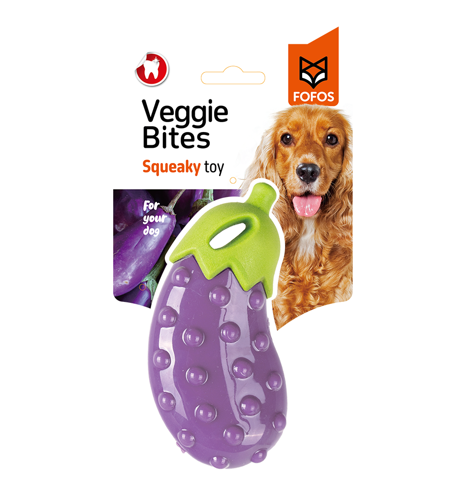 Fofos Veggi Bites Eggplant M/L Dog Toy