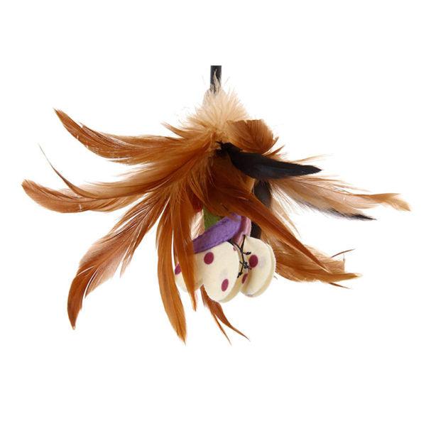 Feather Teaser with Natural Plush Tail and TPR Handle (Purple)
