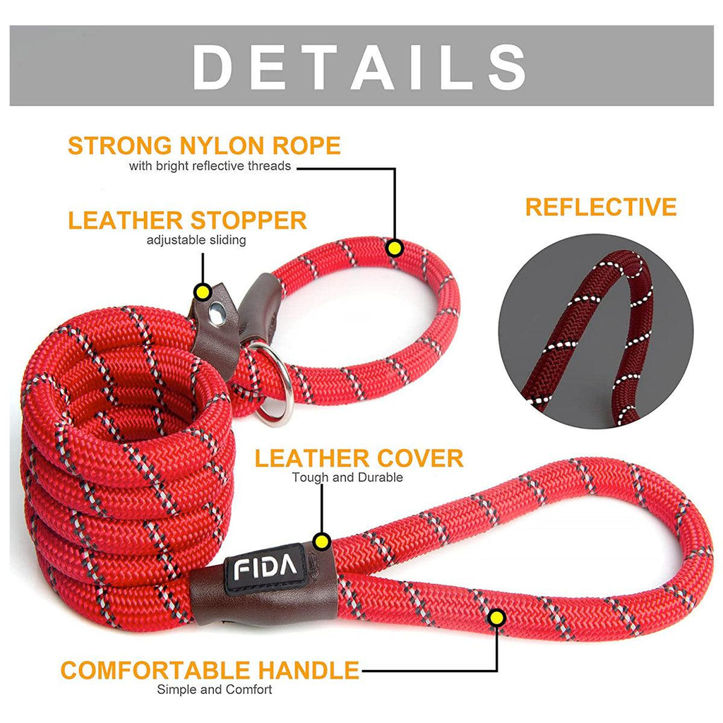 Fida Durable Slip Lead Dog Leash / Training Leash(6ft length, 1/2″ thick Rope)