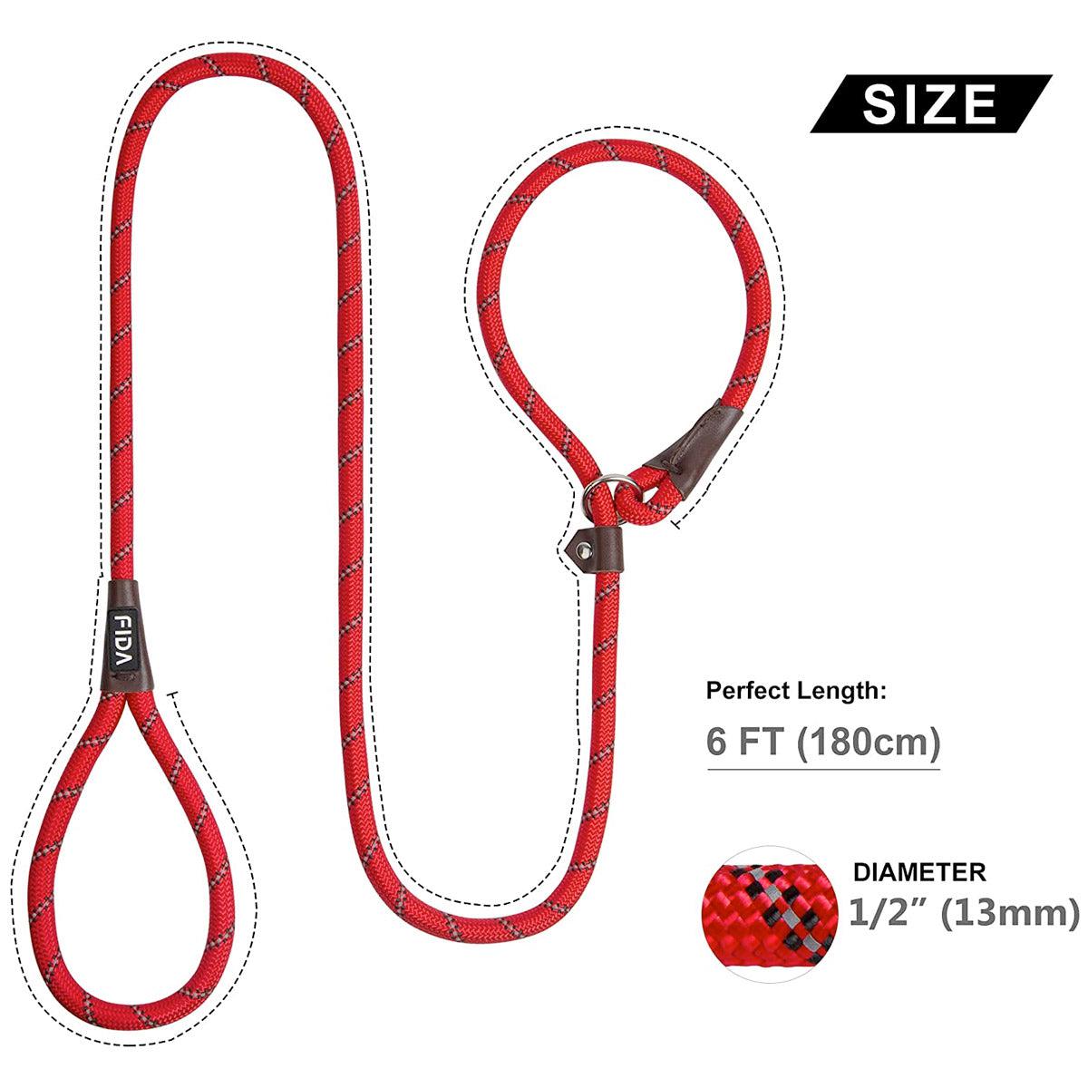 Fida Durable Slip Lead Dog Leash / Training Leash(6ft length, 1/2″ thick Rope)