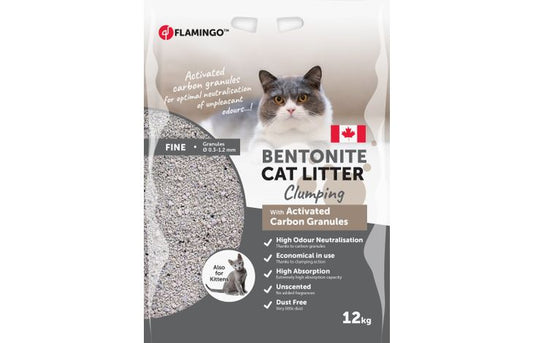 Flamingo Cat Litter Bentonite with Actived Carbon Granules Fine Grains Clumping