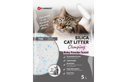 Flamingo Cat Litter Silica with Baby Powder Fine Grains