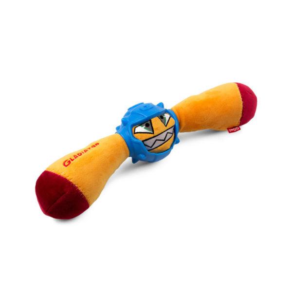 GiGwi Gladiator Squeaker Inside Plush/TPR Dog Toy (Medium) – Yellow