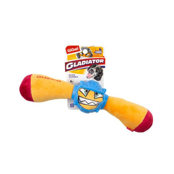 GiGwi Gladiator Squeaker Inside Plush/TPR Dog Toy (Medium) – Yellow